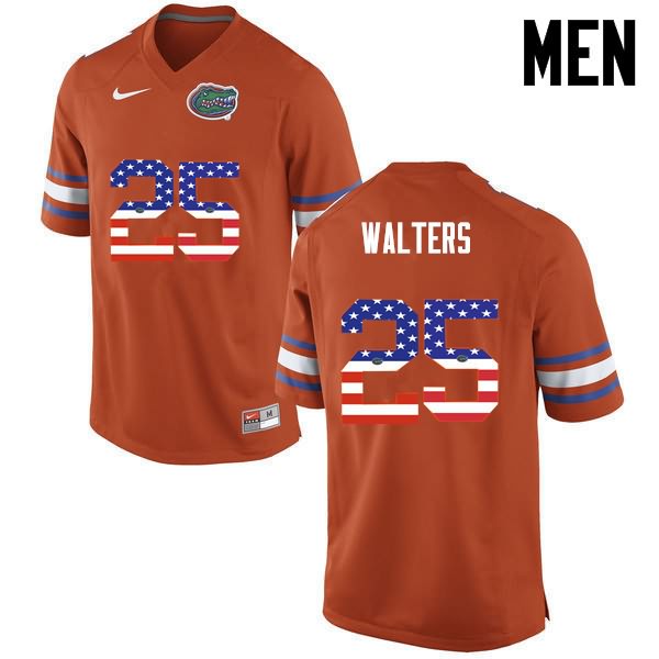 Men's NCAA Florida Gators Brady Walters #25 Stitched Authentic USA Flag Fashion Nike Orange College Football Jersey GBH5365CE